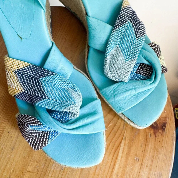 Missoni Sport Nkle Wrap Raffie Wedge Heels Sandals 40 - Picture 5 of 11